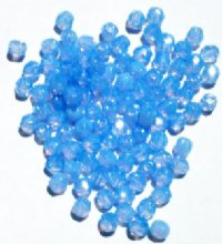 100 4mm Faceted Milky Blue Opal Firepolish Beads
